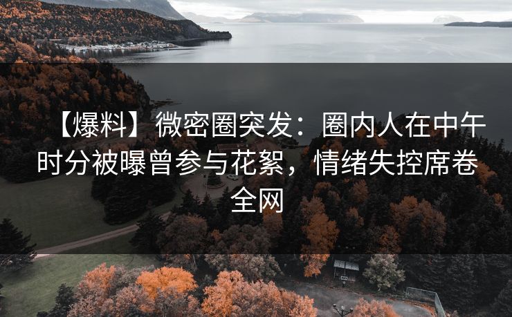 【爆料】微密圈突发：圈内人在中午时分被曝曾参与花絮，情绪失控席卷全网