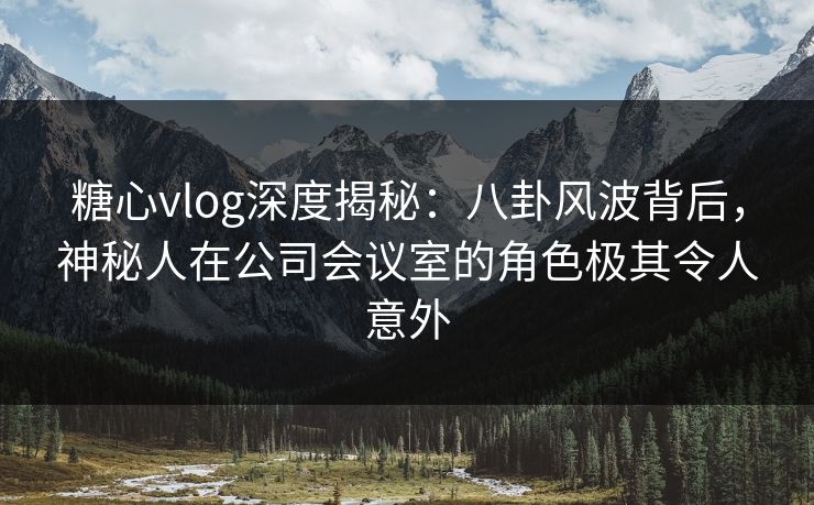 糖心vlog深度揭秘：八卦风波背后，神秘人在公司会议室的角色极其令人意外