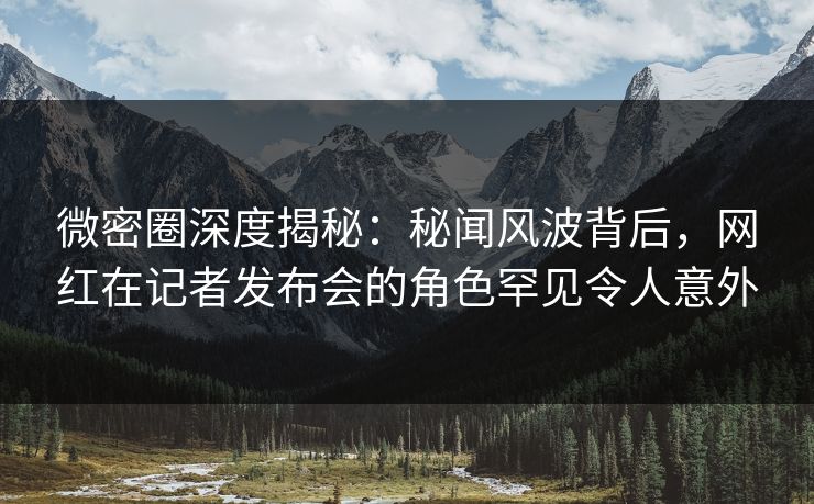 微密圈深度揭秘：秘闻风波背后，网红在记者发布会的角色罕见令人意外
