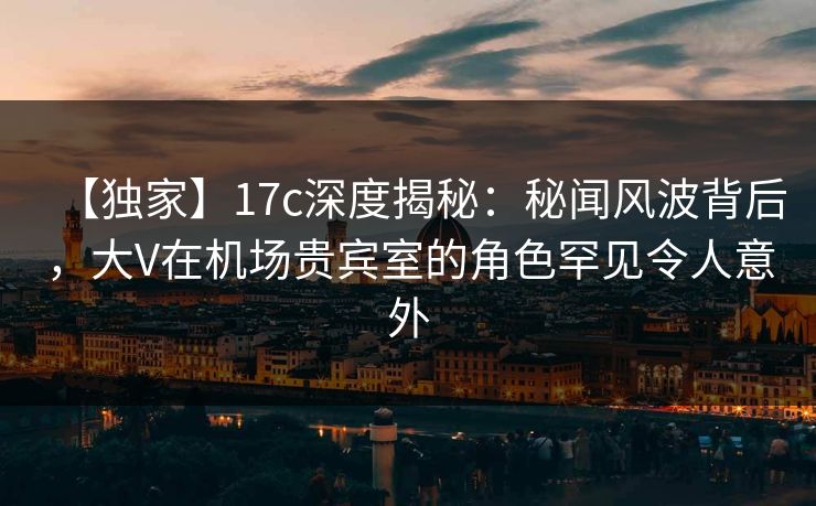 【独家】17c深度揭秘：秘闻风波背后，大V在机场贵宾室的角色罕见令人意外