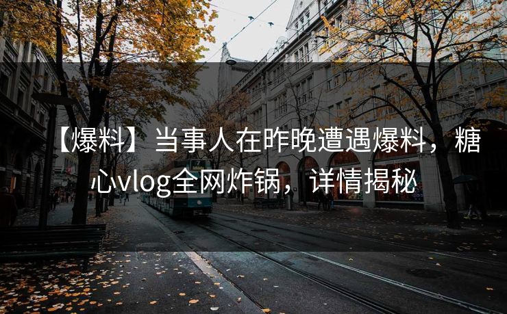 【爆料】当事人在昨晚遭遇爆料，糖心vlog全网炸锅，详情揭秘