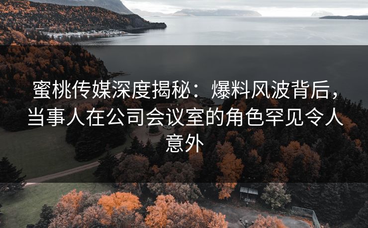 蜜桃传媒深度揭秘：爆料风波背后，当事人在公司会议室的角色罕见令人意外