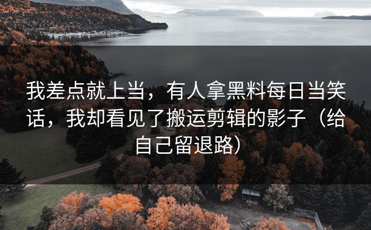 我差点就上当，有人拿黑料每日当笑话，我却看见了搬运剪辑的影子（给自己留退路）